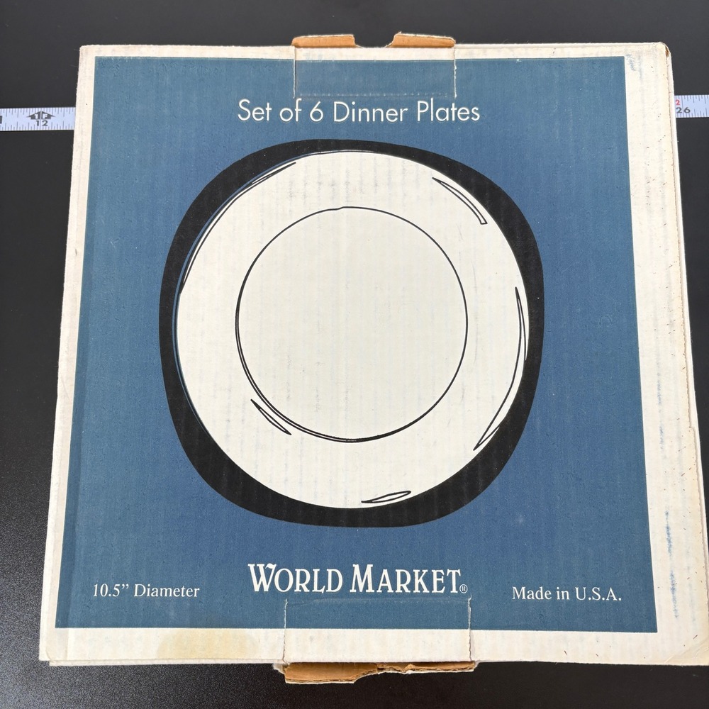 World Market Unisex Dinner Plates 10.5" Clear Glass Set of 6 Made in USA‎